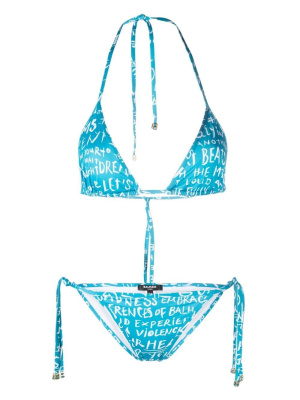 

Text-print halterneck bikini, Balmain Text-print halterneck bikini