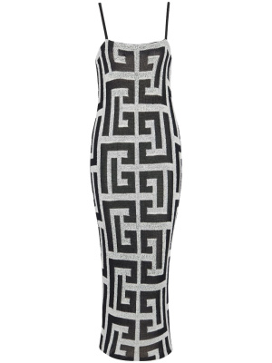 

Monogram-jacquard midi dress, Balmain Monogram-jacquard midi dress