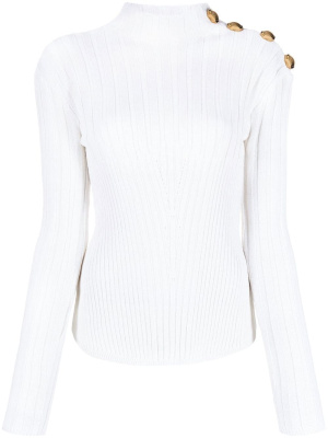 

Button-embellished ribbed jumper, Balmain Button-embellished ribbed jumper