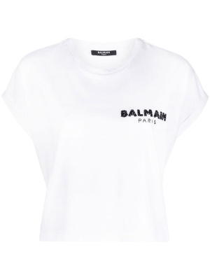 

Sequin logo round neck T-shirt, Balmain Sequin logo round neck T-shirt