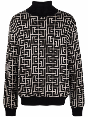 

Intarsia monogram-knit jumper, Balmain Intarsia monogram-knit jumper