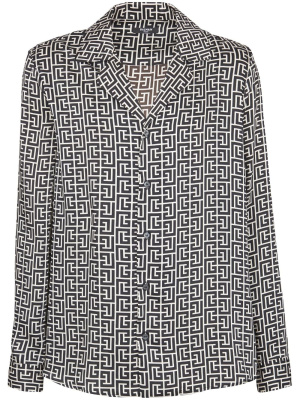 

Monogram-print button-up shirt, Balmain Monogram-print button-up shirt