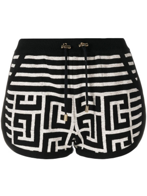 

Monogram-jacquard wool shorts, Balmain Monogram-jacquard wool shorts