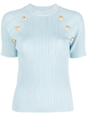 

Button-detail short-sleeve top, Balmain Button-detail short-sleeve top