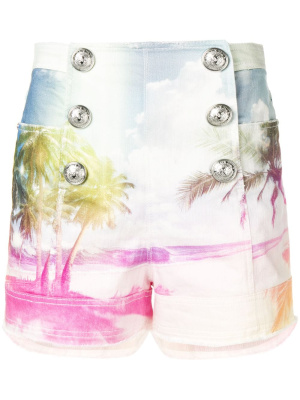 

Printed denim shorts, Balmain Printed denim shorts