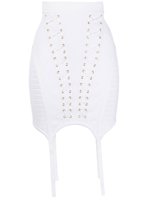

Lace-up detailed knit skirt, Balmain Lace-up detailed knit skirt