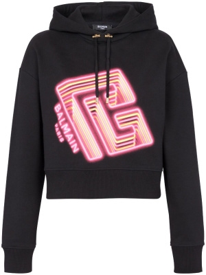 

Logo-print cotton hoodie, Balmain Logo-print cotton hoodie