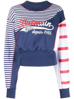 

Logo-print striped sweatshirt, Balmain Logo-print striped sweatshirt