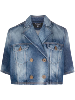 

Double-breasted denim top, Balmain Double-breasted denim top
