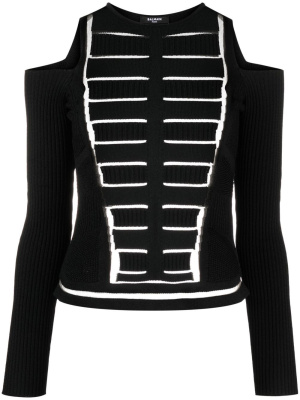 

Cold-shoulder cut-out knitted top, Balmain Cold-shoulder cut-out knitted top