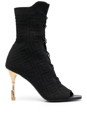 

Moneta monogram lace-up boots, Balmain Moneta monogram lace-up boots