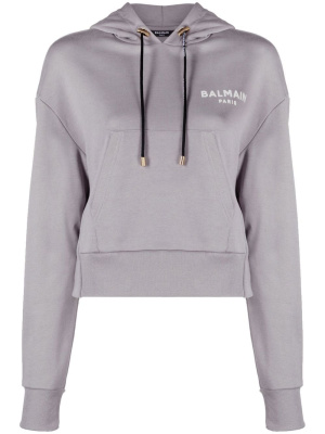 

Logo-print cotton hoodie, Balmain Logo-print cotton hoodie
