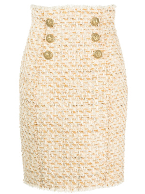 

Button-embellished tweed skirt, Balmain Button-embellished tweed skirt