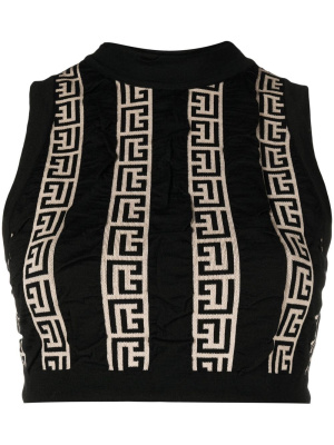 

Monogram-pattern crop top, Balmain Monogram-pattern crop top