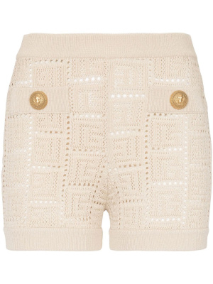 

Monogram mesh knitted shorts, Balmain Monogram mesh knitted shorts