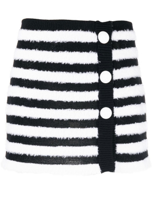 

Striped knitted button-up skirt, Balmain Striped knitted button-up skirt