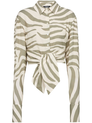 

Animal-print tie-waist shirt, Balmain Animal-print tie-waist shirt