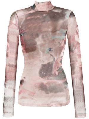 

Sky-print tulle top, Balmain Sky-print tulle top