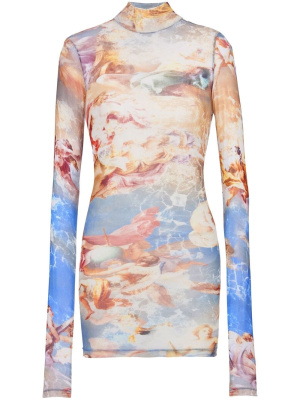 

Sky printed tulle top, Balmain Sky printed tulle top