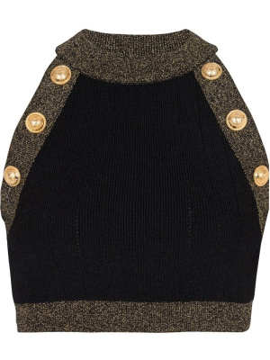 

Contrast-trimmed knitted top, Balmain Contrast-trimmed knitted top