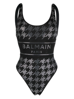 

Rhinestone-embellished logo swimsuit, Balmain Rhinestone-embellished logo swimsuit