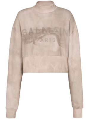 

Logo-print cropped sweatshirt, Balmain Logo-print cropped sweatshirt