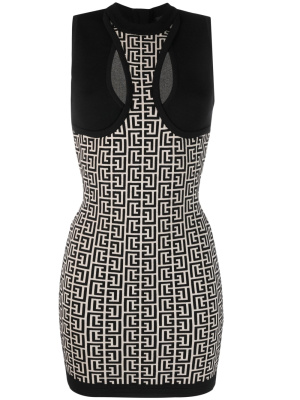 

Monogram jacquard mini dress, Balmain Monogram jacquard mini dress