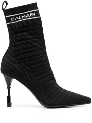 

Intarsia-knit 100mm ankle boots, Balmain Intarsia-knit 100mm ankle boots