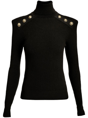 

Button-embellished roll-neck jumper, Balmain Button-embellished roll-neck jumper