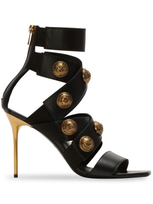 

Button-embellished stiletto sandals, Balmain Button-embellished stiletto sandals