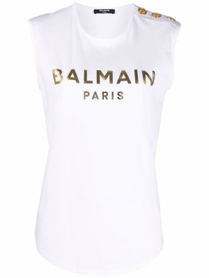 

Logo-print tank top, Balmain Logo-print tank top