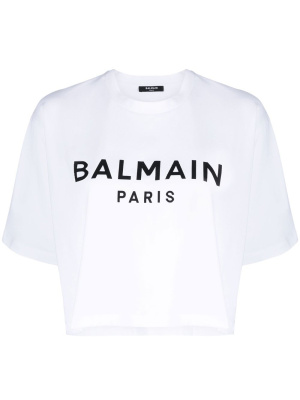 

Cropped logo-print T-shirt, Balmain Cropped logo-print T-shirt