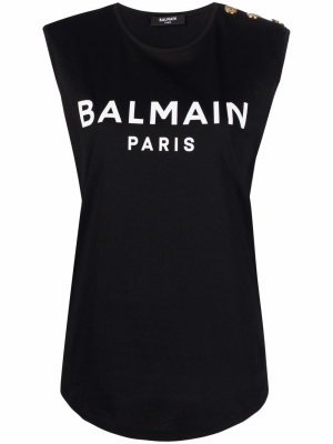 

Logo-print tank top, Balmain Logo-print tank top