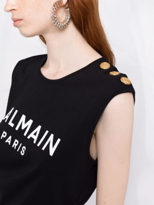 

Logo-print tank top, Balmain Logo-print tank top