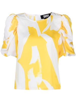 

Abastract-print satin-finish blouse, DKNY Abastract-print satin-finish blouse