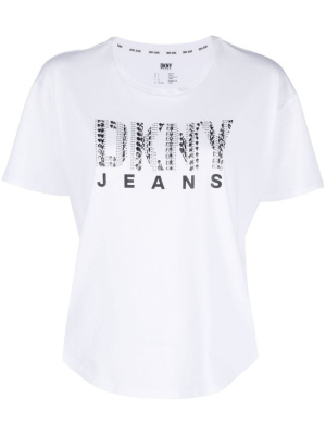 

Logo-print stud-embellished T-shirt, DKNY Logo-print stud-embellished T-shirt