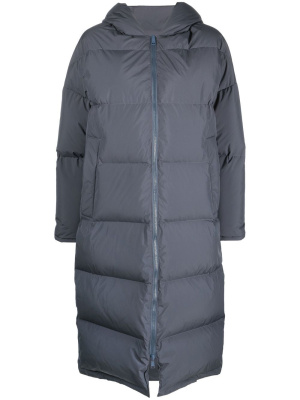 

Long-length hooded puffer coat, Yves Salomon Long-length hooded puffer coat