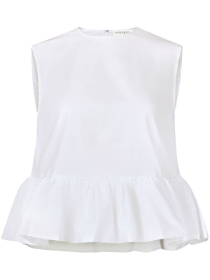 

Bow-detail peplum sleeveless cotton top, Nina Ricci Bow-detail peplum sleeveless cotton top