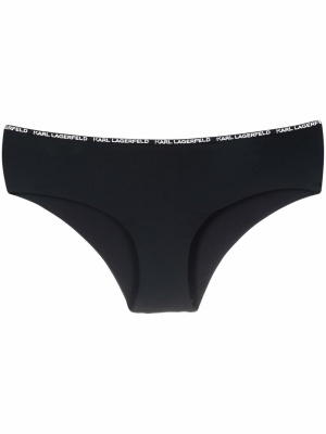 

Logo tape-trimmed bikini bottoms, Karl Lagerfeld Logo tape-trimmed bikini bottoms