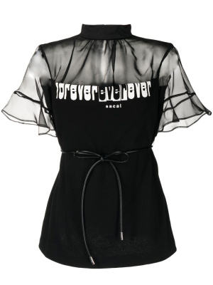 

Printed semi-sheer panelled T-Shirt, Sacai Printed semi-sheer panelled T-Shirt