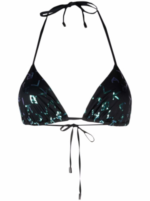 

Iridescent logo triangle bikini top, Karl Lagerfeld Iridescent logo triangle bikini top