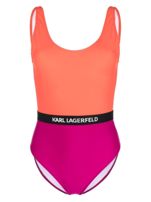 

Colour-block logo-waist swimsuit, Karl Lagerfeld Colour-block logo-waist swimsuit