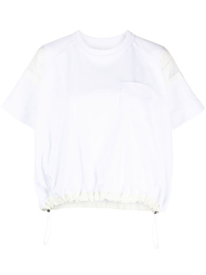 

Drawstring-hem cotton T-shirt, Sacai Drawstring-hem cotton T-shirt