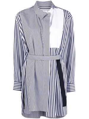 

Striped side-tie shirt dress, Sacai Striped side-tie shirt dress