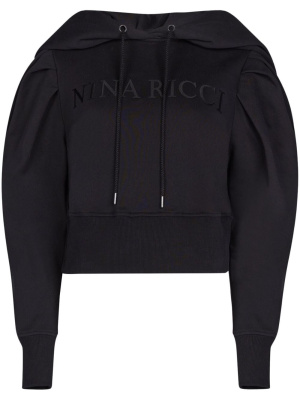 

Logo-embroidered cotton hoodie, Nina Ricci Logo-embroidered cotton hoodie