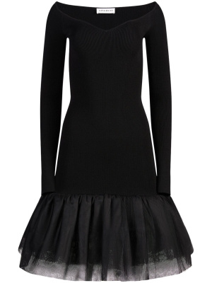 

Sweetheart-neck tulle-panel dress, Nina Ricci Sweetheart-neck tulle-panel dress