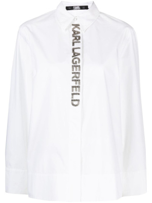 

Logo-embellished organic cotton shirt, Karl Lagerfeld Logo-embellished organic cotton shirt