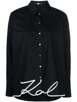 

Signature-embroidery organic cotton shirt, Karl Lagerfeld Signature-embroidery organic cotton shirt