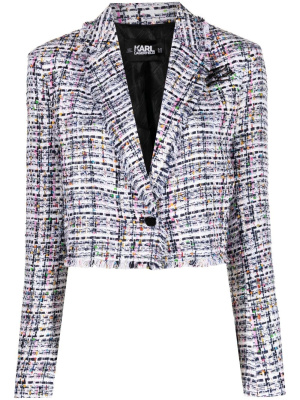 

Cropped single-breasted bouclé jacket, Karl Lagerfeld Cropped single-breasted bouclé jacket