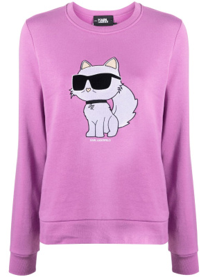 

Ikonik 2.0 embroidered cotton sweatshirt, Karl Lagerfeld Ikonik 2.0 embroidered cotton sweatshirt
